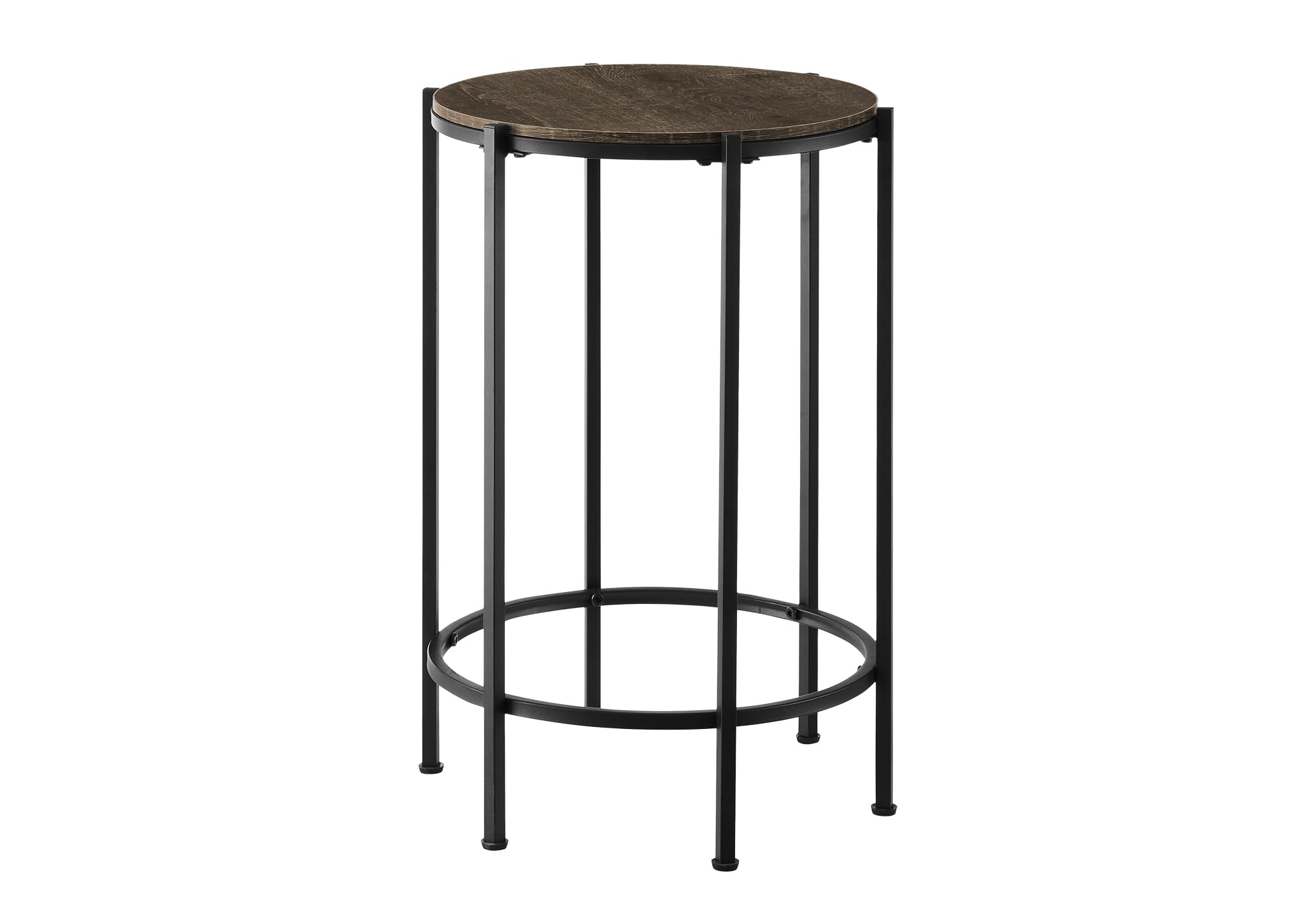 Monarch Specialties I 3756 Accent Table, End, Round, Side Table, Bedroom, Nightstand, Dark Oak, Black Metal