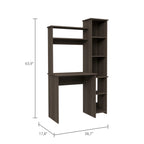 Aramis Ergonomically Designed Desk with Five Shelves, Two Superior Shelves - Smokey Oak