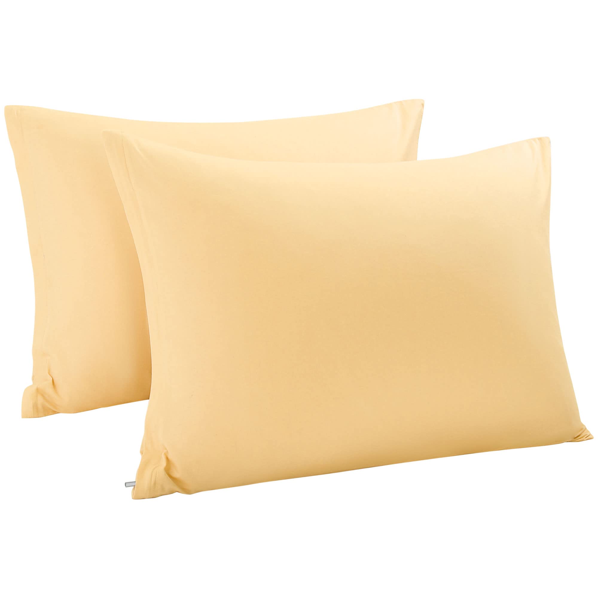 Uxcell Pillowcases Weave From 100% Egyptian Cotton, Breathable Soft Pillow Cases With Zipper Closure, 2 Pcs Yellow Pillow Covers