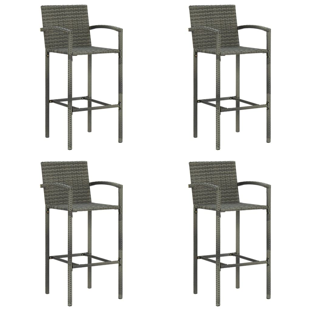 vidaXL Modern Poly Rattan Bar Stools - Thumbnail 4