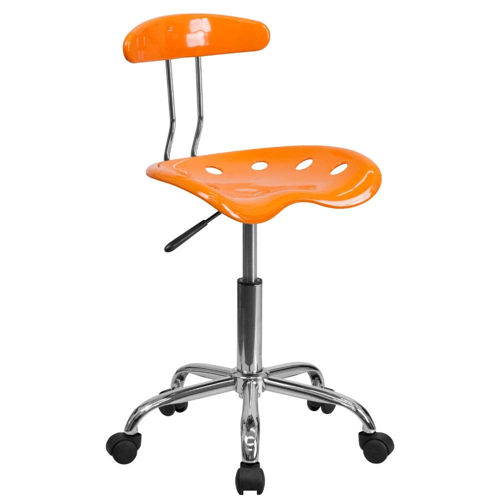 Flash Furniture Elliott Vibrant Orange and Chrome Swivel Task Office Chair with Tractor Seat