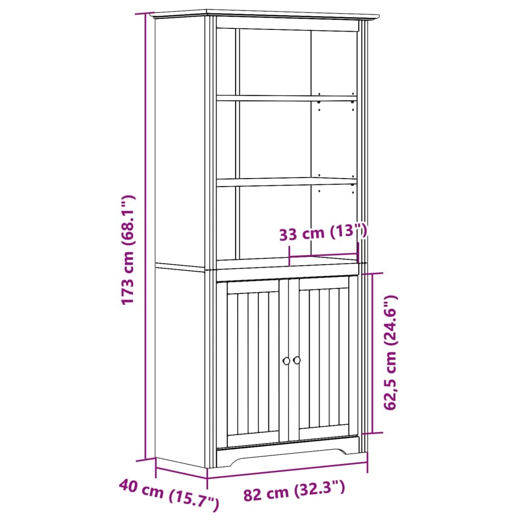 vidaXL BODO Bookcase Solid Pine Grey 80x40x172 cm