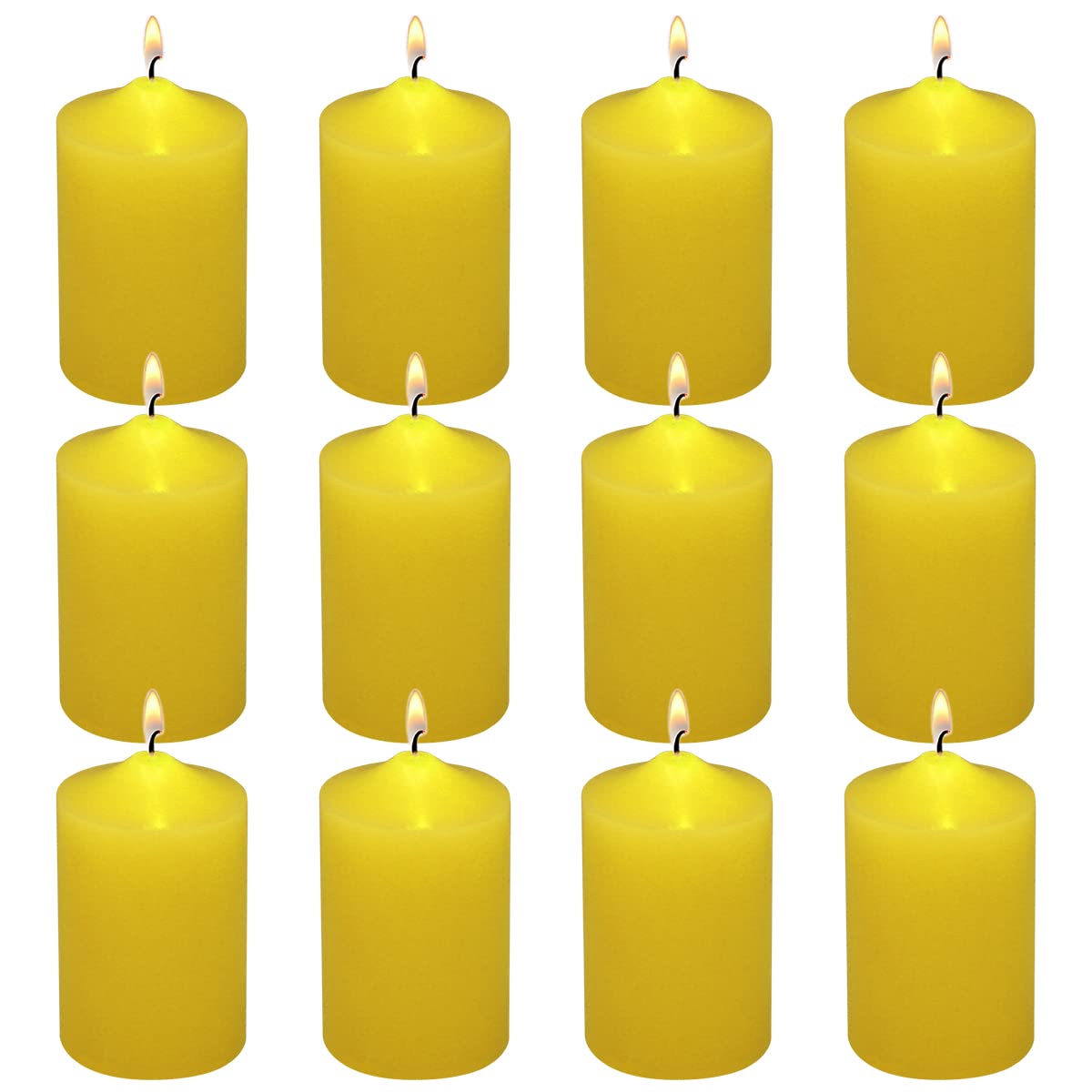 12 Pack 2x3 Inch Citronella Pillar Candles Outdoor Indoor, 22 Hours Dripless Smokeless Yellow Candles for for Home Garden Pool P