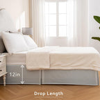 Miye Pleated Waffle Weave Bed Skirt, Tailored Dust Ruffle 12 Inch Drop Easy Fit, Machine Washable (Light Grey, King - 12'' Drop)