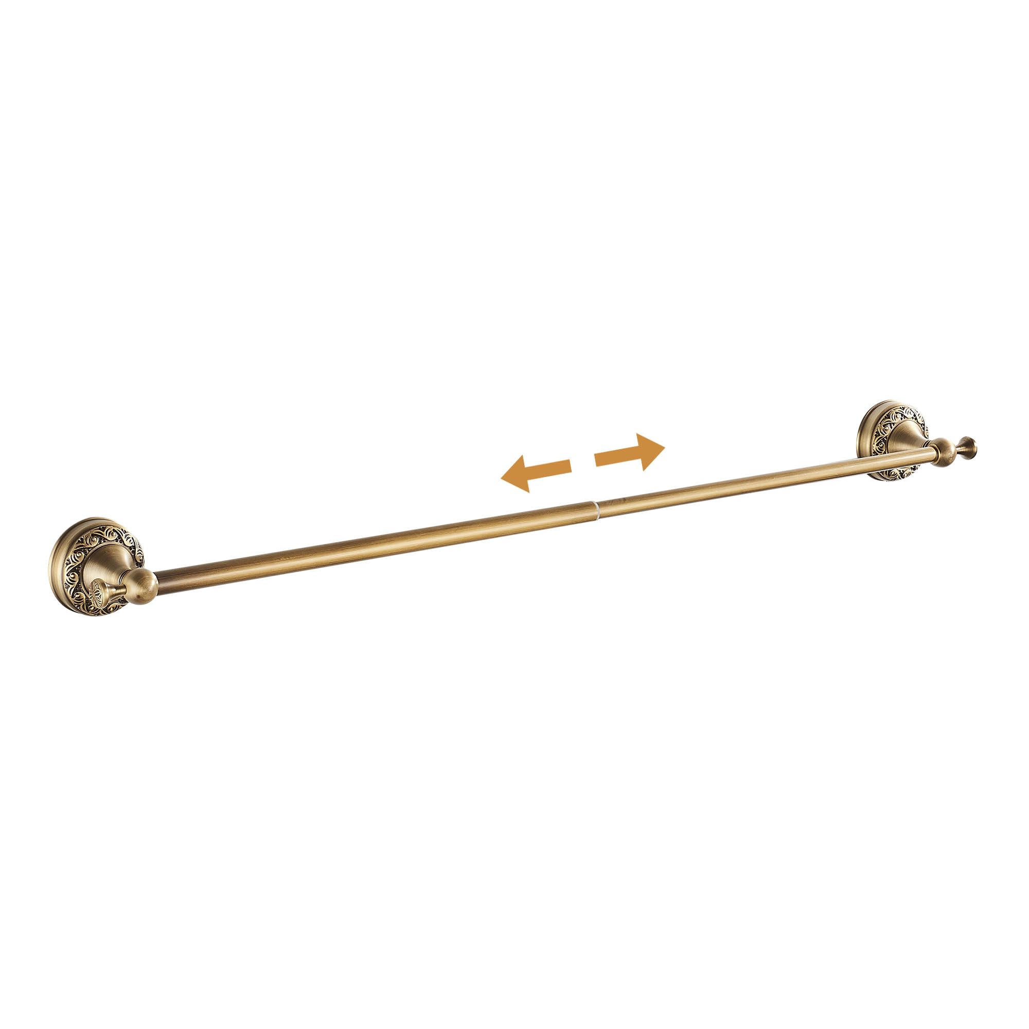 Wall Mounted Bathroom Towel Rack, Towel Bar Adjustable 15.5 to 27.5 Inch Antique Brass Pattern Carving,Brushed Bronze