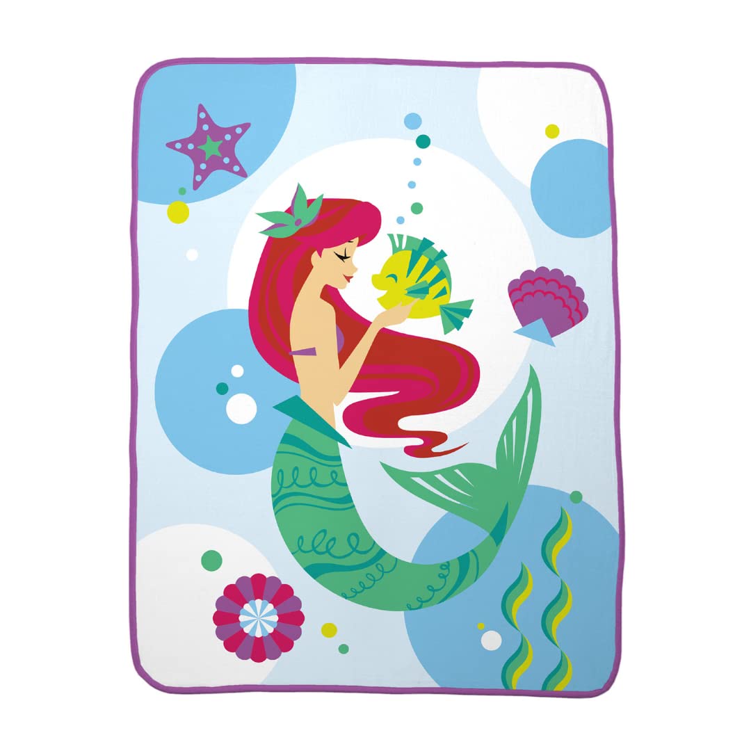 Franco The Little Mermaid Ariel Kids Bedding Soft Plush Micro Raschel Throw, 46 In X 60 In, (Official Licensed Disney Product)