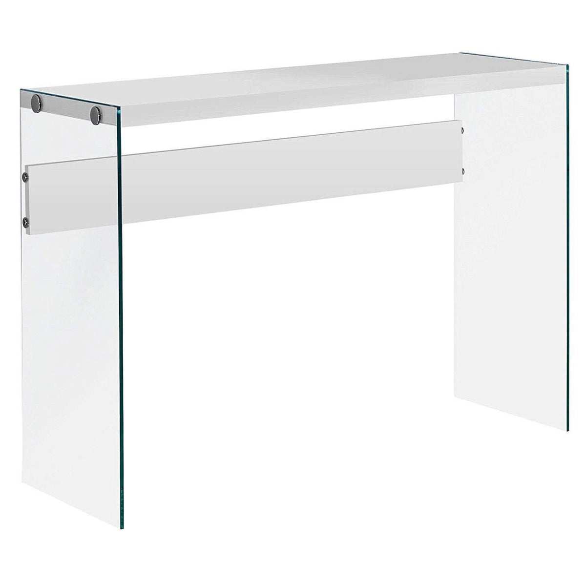 Monarch specialties , Console Sofa Table, Tempered Glass, Glossy White, 44'L