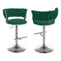 Best Quality Furniture Adjustable Emerald Green Velvet Barstools With Chrome (Set Of 2)