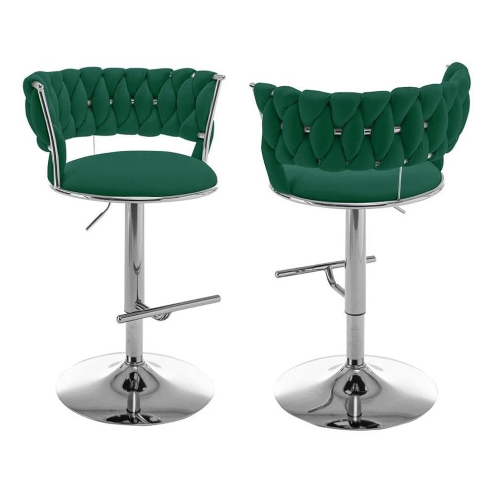 Best Quality Furniture Adjustable Emerald Green Velvet Barstools With Chrome (Set Of 2)
