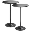 Furmax Bistro Pub Table 2 Pack Round Bar Height Cocktail Table Metal Base Mdf Top Obsidian Table With Black Leg 23.8-Inch Top, 39.5-Inch Height (Black)