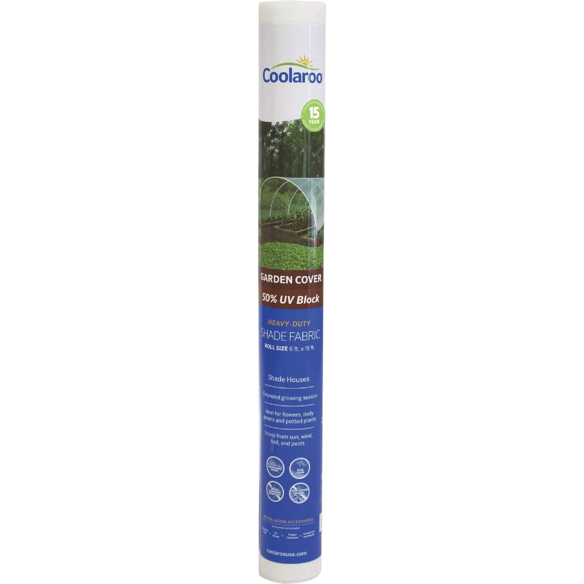 Coolaroo 50% Uv Block Shade Cloth Fabric Roll For Garden And Greenhouse, 6' X 15', White