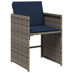 vidaXL Patio Dining Set - 9 Piece Gray Poly Rattan Outdoor Furniture with Cushions for Garden, Backyard, Patio, PE Rattan, Tempered Glass Table Top, Compact Storage