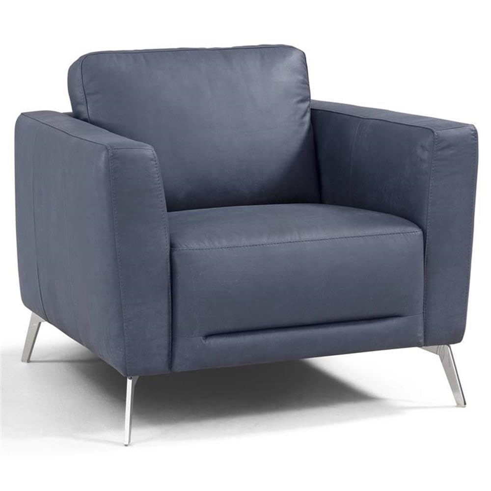 Acme Astonic Leather Upholstery Chair with Tight Black in Blue