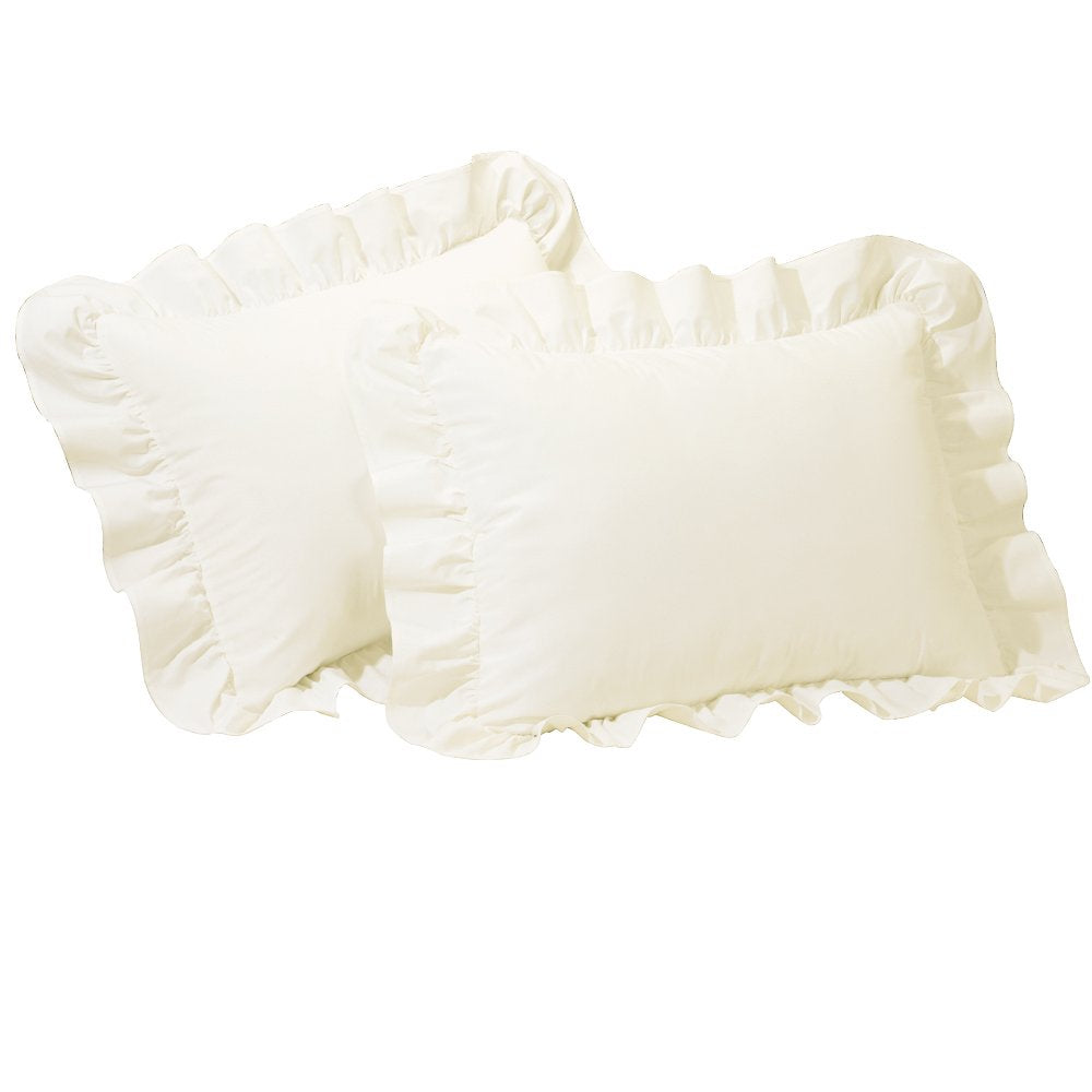 Fresh Ideas Ruffled Pillow Sham 2 Pack, King, Ivory (Fre30102Ivor09)