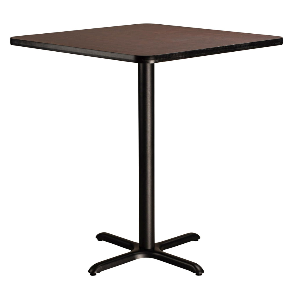 National Public Seating Nps 36&Quot; Square Cafe Table With X Base, 42&Quot; Height, Particleboard Core/T-Mold, Mahogany Top, Black Frame