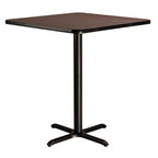 National Public Seating Nps 36&Quot; Square Cafe Table With X Base, 42&Quot; Height, Particleboard Core/T-Mold, Mahogany Top, Black Frame