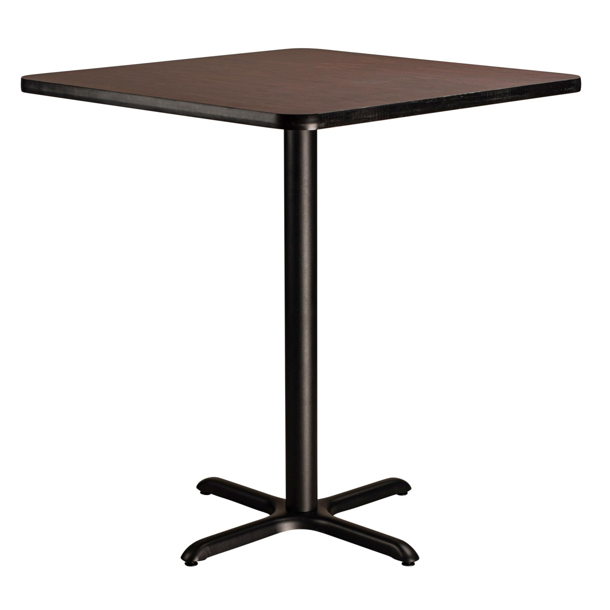 National Public Seating Nps 36&Quot; Square Cafe Table With X Base, 42&Quot; Height, Particleboard Core/T-Mold, Mahogany Top, Black Frame