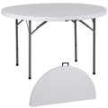 Super Deal 4 Foot Round Folding Card Table, 48' Indoor Outdoor Portable Plastic Kitchen Or Camping Picnic Party Wedding Event Table, White