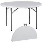 Super Deal 4 Foot Round Folding Card Table, 48' Indoor Outdoor Portable Plastic Kitchen Or Camping Picnic Party Wedding Event Table, White