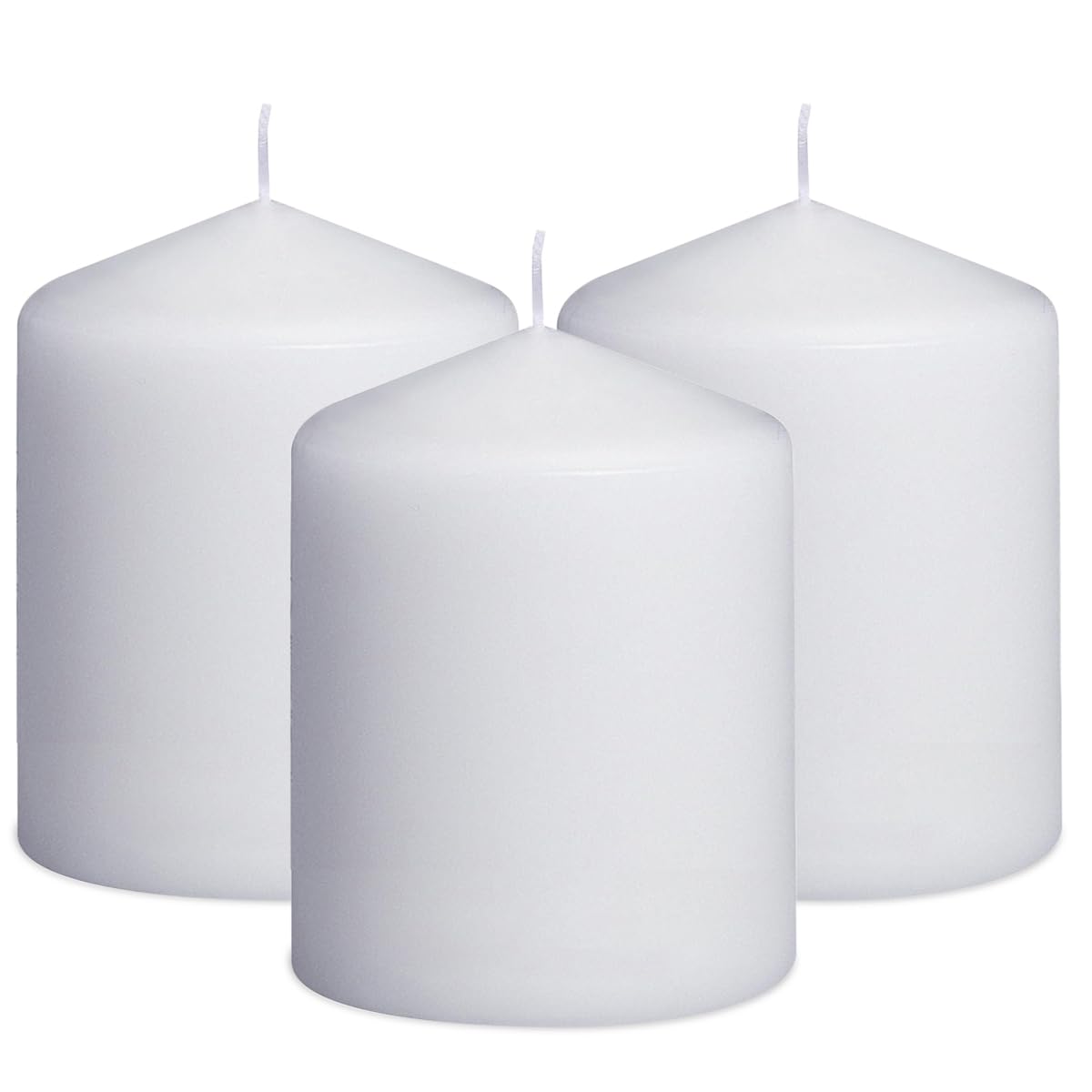 3x4 Inch White Pillar Candles, 3 Packs Unscented Dripless Smokeless Cylinder Candles for Christmas, Wedding, Party, Home and Din