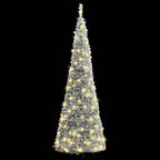 Vidaxl Artificial Christmas Tree - Lifelike Pvc Material With Flocked Snow Design - 8 Lighting Modes, Sturdy Metal Stand, 200 Warm White Leds And Usb Interface - Total Height 82.7"