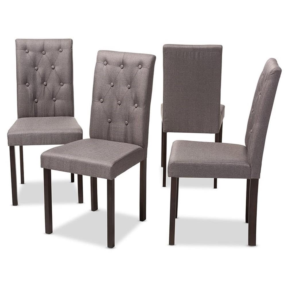 Baxton Studio Gardner Modern and Contemporary Dark Brown Finished Grey Fabric Upholstered Dining Chair (Set of 4) Grey