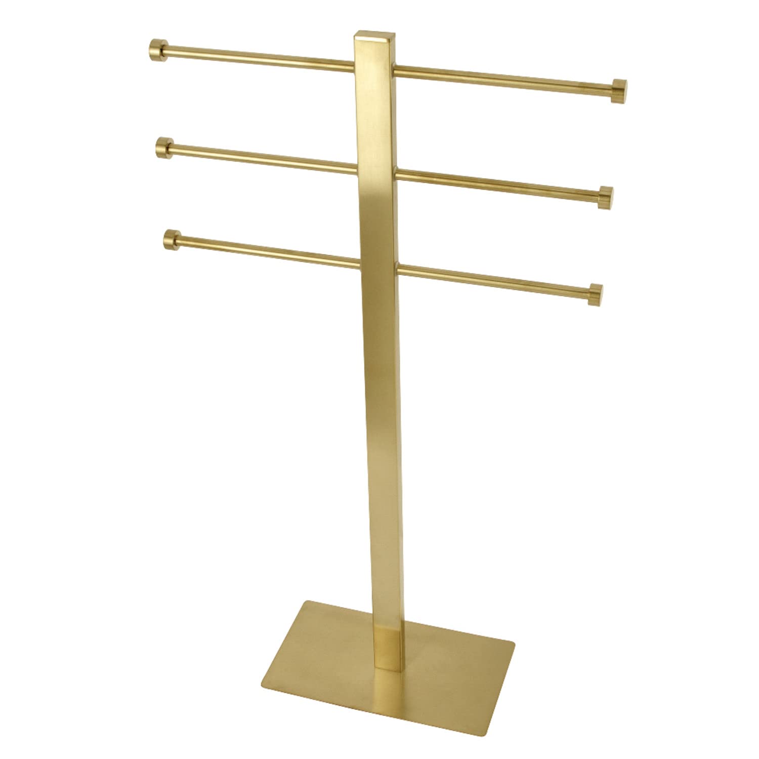 Kingston Brass CCS6027 Edenscape Freestanding Stainless Steel T-Shape Towel Holder, Brushed Brass