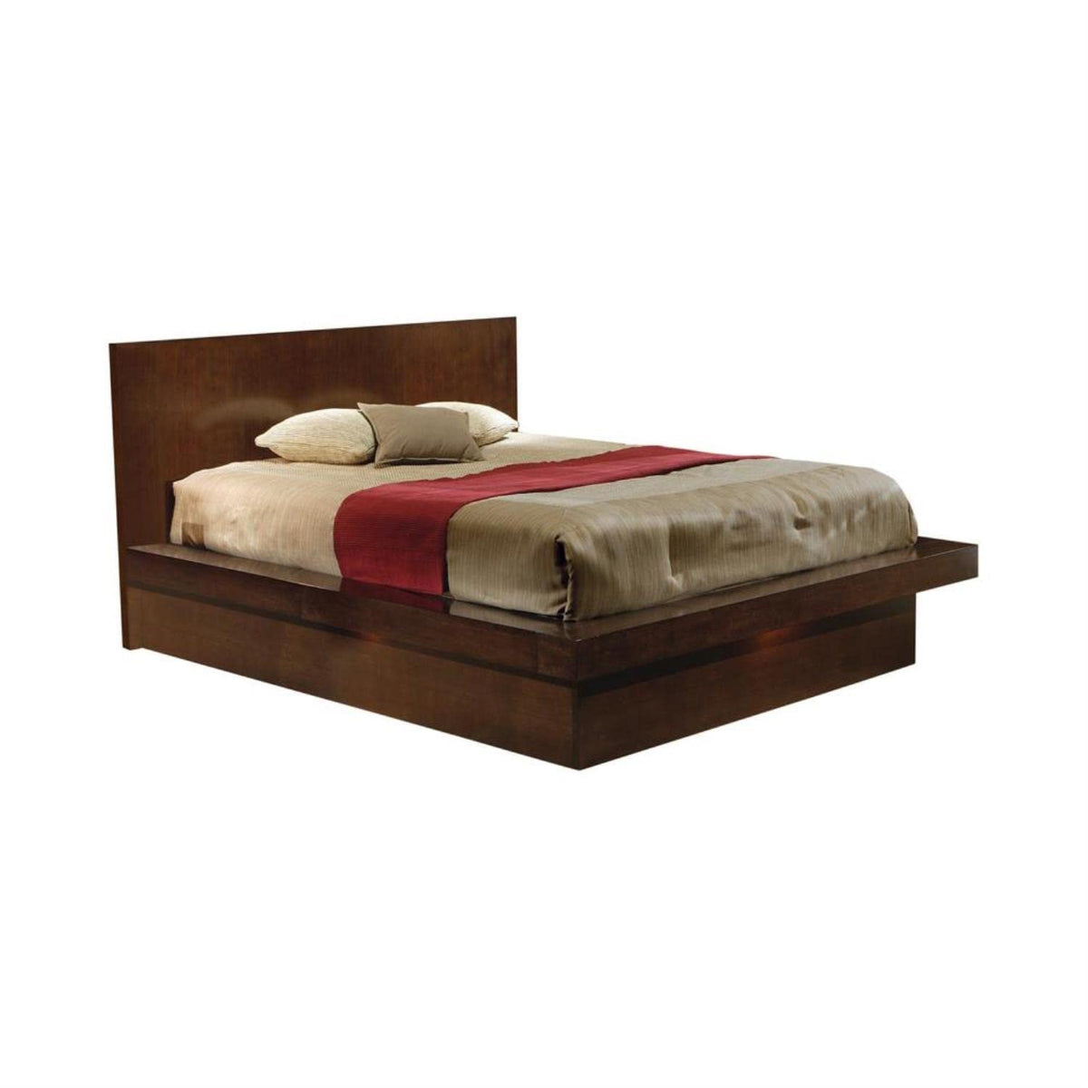 Jessica California King Platform Bed With Rail Seating Cappuccino