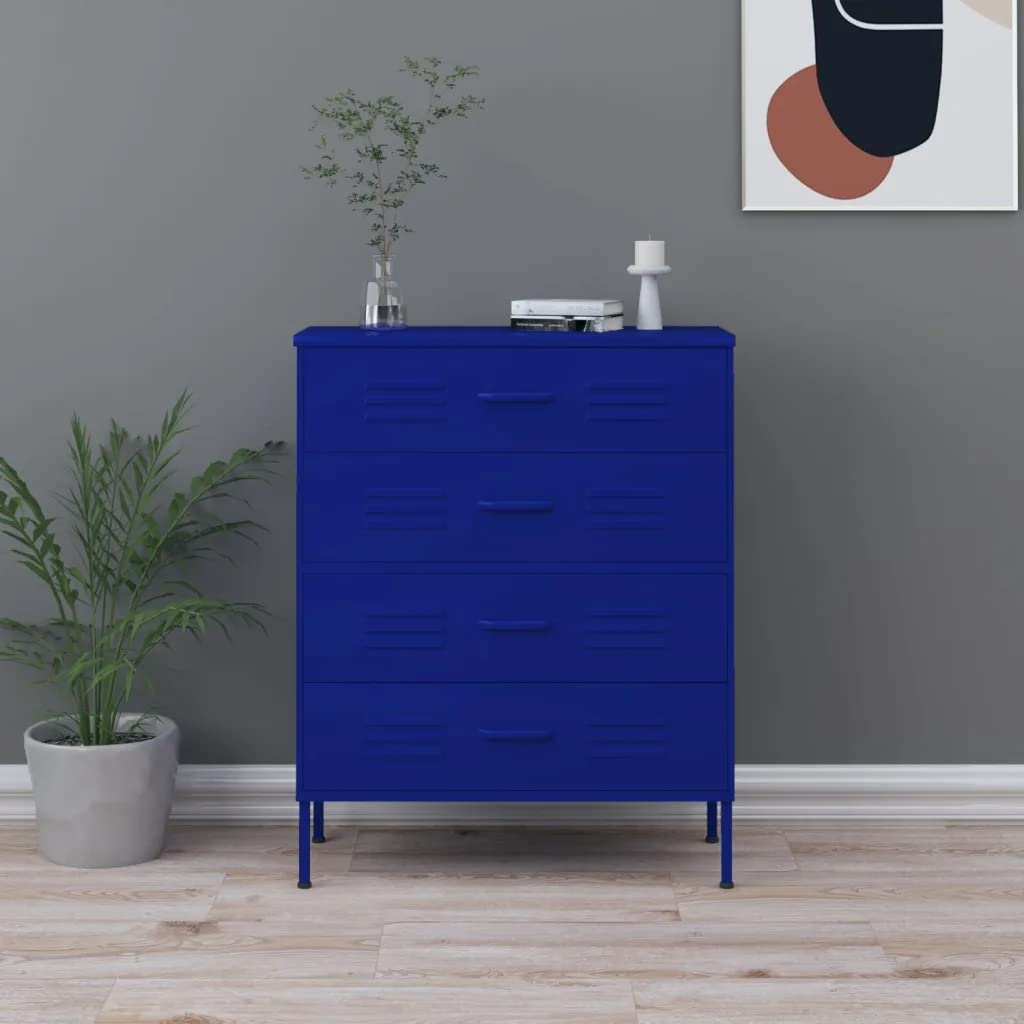 vidaXL Chest of Drawers Navy Blue 31.5&quot;x13.8&quot;x40&quot; Steel