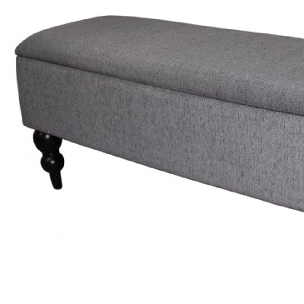 HomeRoots Grey Wood, Polyurethane Foam: 97%, Polyester Fabric: 3% Modern Tailored Gray and Black Storage Bench