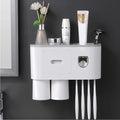 Wall Mounted Toothbrush Holder with Automatic Toothpaste Dispenser & Magnetic Cups | Bathroom Organizer Shelf for Toothbrush, Pa