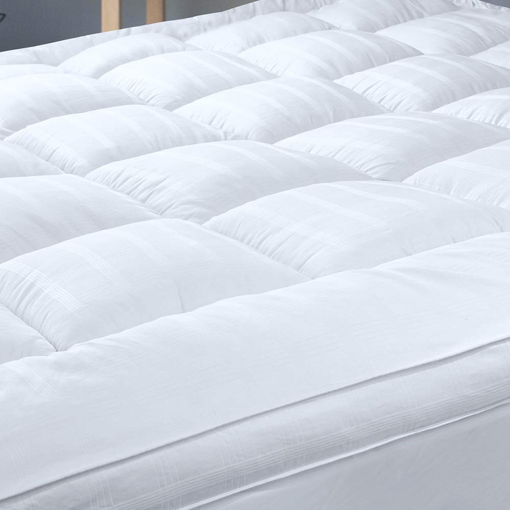 Extra Thick Pillow Top 3 Inch Mattress Topper King Size For Firm Mattress, Cooling Fluffy Cotton Hotel Mattress Bed Topper For C