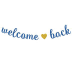 Maicaiffe Welcome Back Banner - Farewell Retirement Party Decor - Welcome Home - Back to School Party Decorations, Blue Glitter