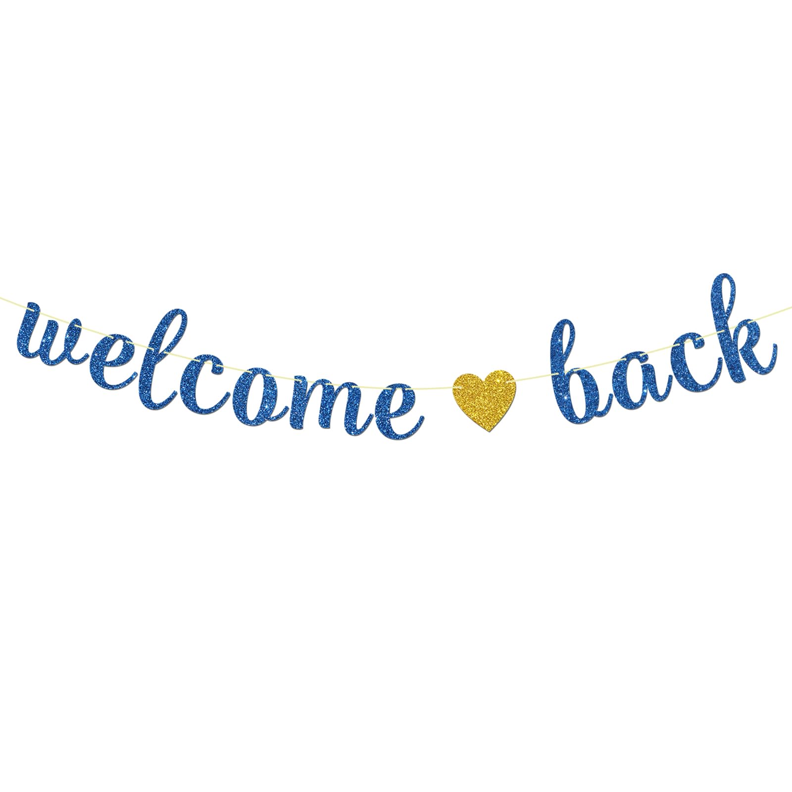 Maicaiffe Welcome Back Banner - Farewell Retirement Party Decor - Welcome Home - Back to School Party Decorations, Blue Glitter