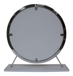 Acme Adao Vanity Mirror & Stool in Faux Fur Mirror White & Chrome Finish