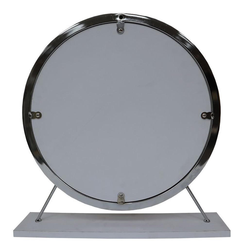 Acme Adao Vanity Mirror & Stool in Faux Fur Mirror White & Chrome Finish