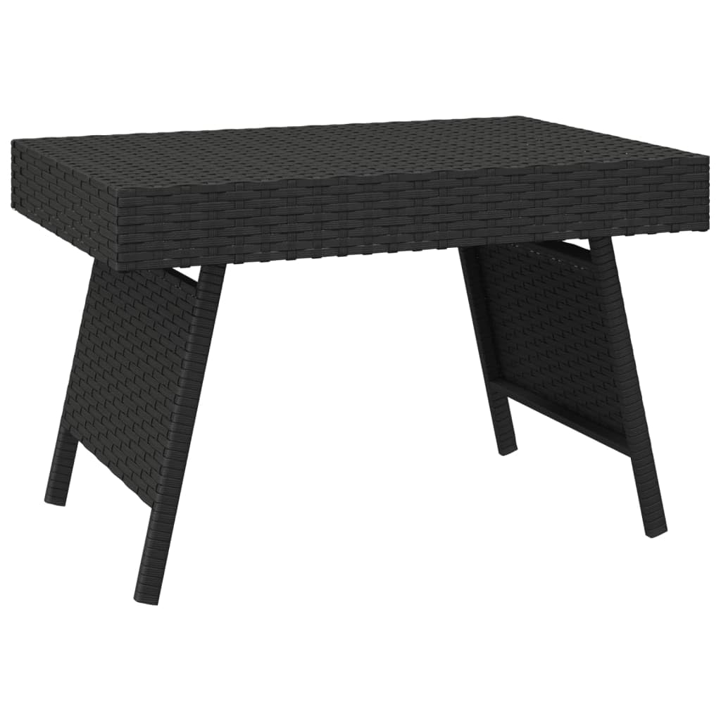 vidaXL - Elegant Foldable Side Table for Indoor and Outdoor Use, PE Rattan, Black, Measurements 23.6x15.7x15