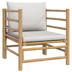 vidaXL 7 Piece Bamboo Patio Lounge Set with Light Gray Cushions - Durable Bamboo Furniture for Outdoor, Patio, Garden with Convenient Modular Design