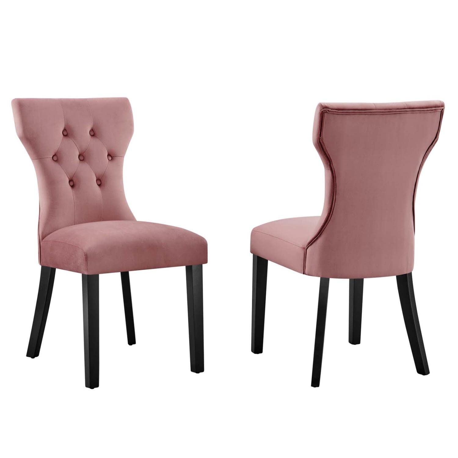 Modway Silhouette Velvet Set Of 2 Dining Chair With Dusty Rose Eei-5014-Dus