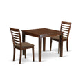 East West Furniture OXML3-MAH-C 3 Piece Set for Small Spaces Contains a Square Dining Room Table and 2 Linen Fabric Upholstered Chairs, 36x36 Inch