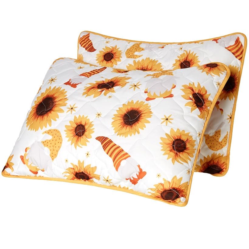 Sunflower Gnomes Quilt Ensemble  Standard Sham