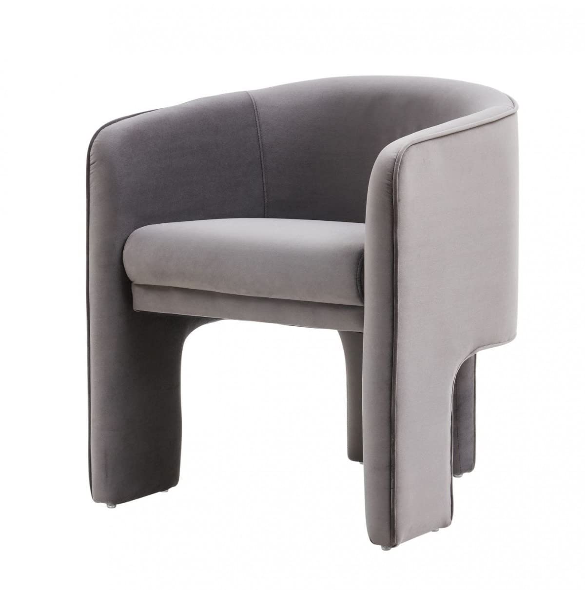 HomeRoots Dark Grey 28' Contemporary Dark Gray Velvet Three Legged Chair