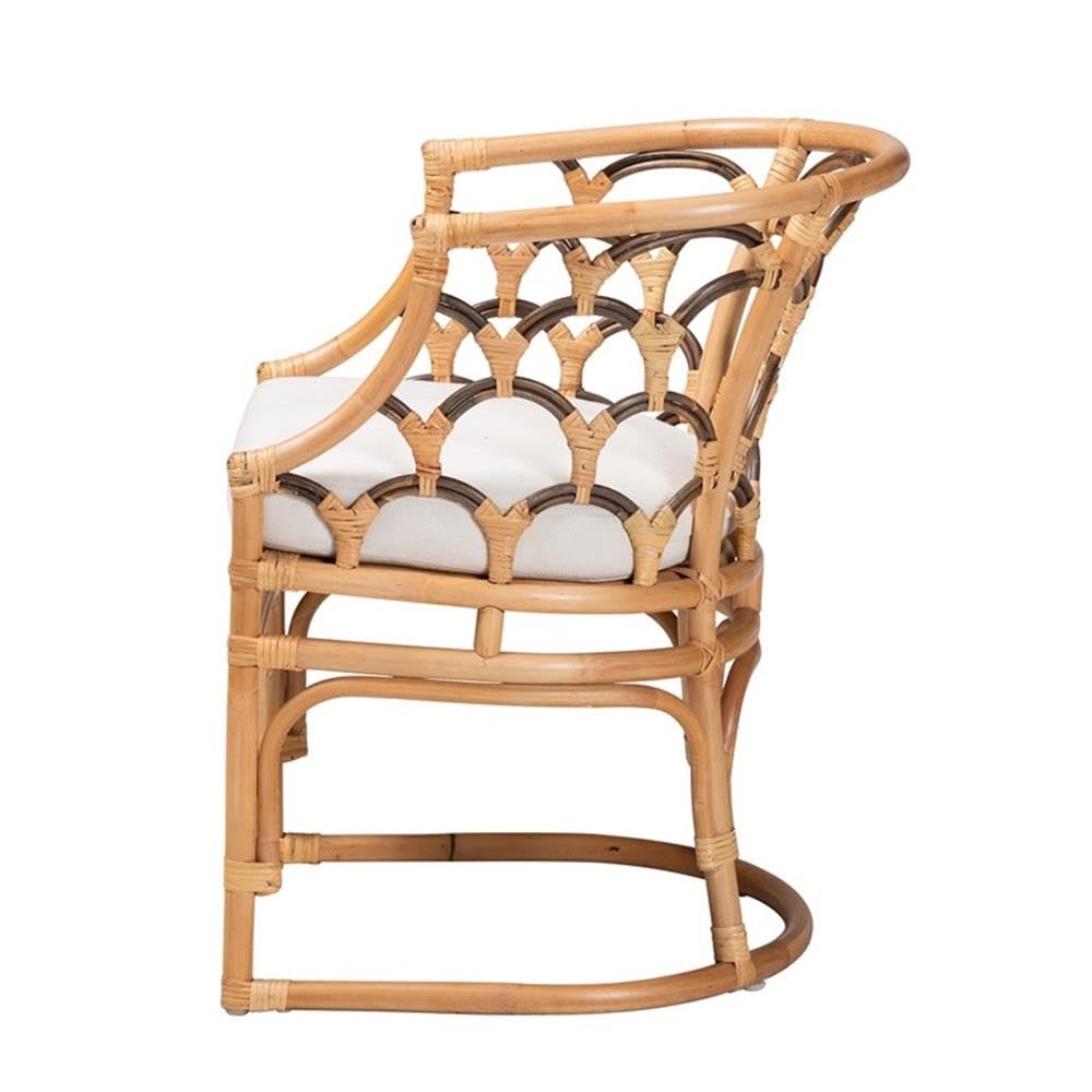 Baxton Studio Aster Modern Bohemian Natural Brown Rattan Armchair