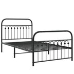 vidaXL Metal Bed Frame with Headboard/Footboard - Sturdy Steel Single Bed Frame with Storage - Black, 81.5" x 41.3" x 39.4"