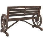 vidaXL Patio Bench 2-Seater - Solid Fir Wood Outdoor Seating with Wagon Wheel Armrests, Brown, Garden/Terrace Lounge Furniture