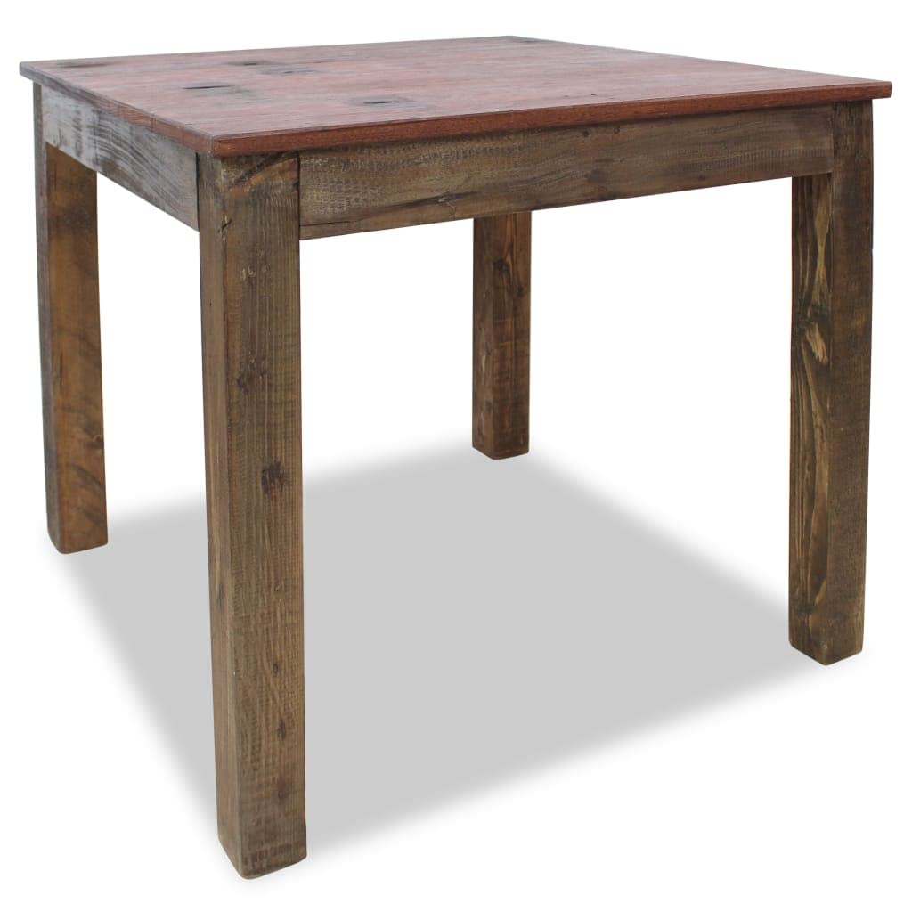 vidaXL Dining Table - Compact, Rectangular, Solid Reclaimed Wood, Brown, Sturdy, Rustic Farmhouse Style, Unique Colors, Handmade, Easy-to-Assemble