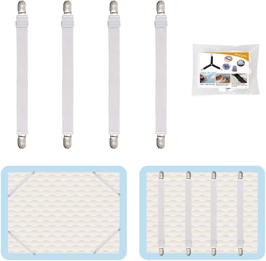 4Pcs Adjustable Bed Sheet Straps Clips, Elastic Mattress Sheet Fasteners Holder And Suspenders, Grippers To Hold Sheet, Mattress