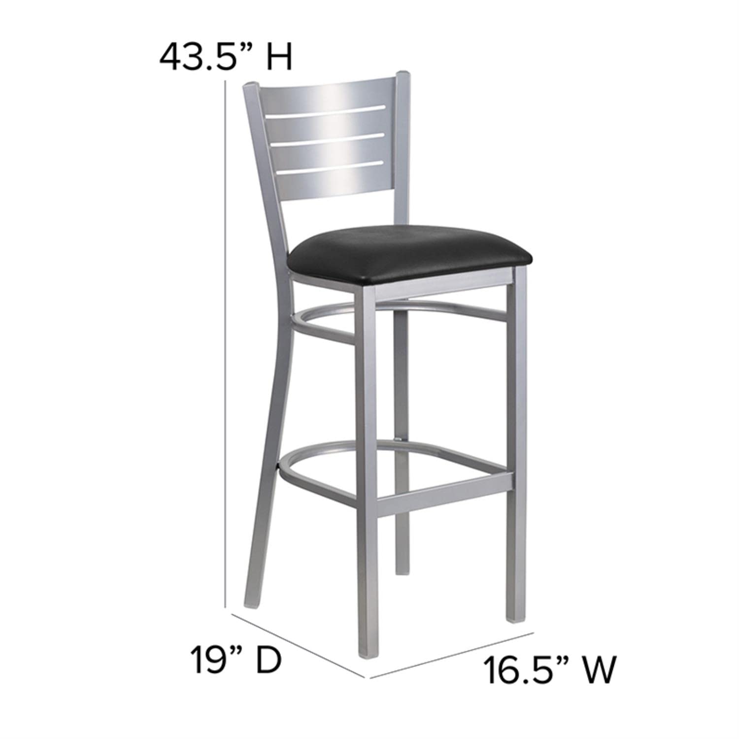 Flash Furniture Hercules Series Silver Slat Back Metal Restaurant Barstool - Walnut Wood Seat
