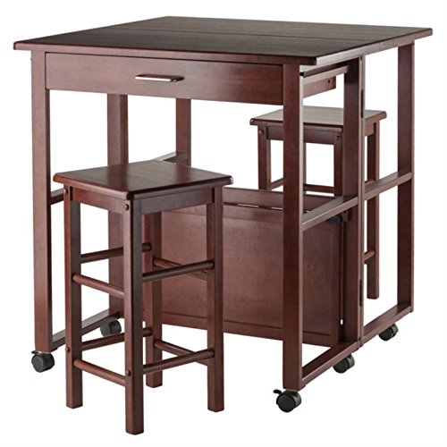 Ergode Obsidian 3-Piece Counter Table Set | Sleek Design | Black Veneer Top | Easy Assembly | 2 Black Square-Leg Stools | (94331-VV)