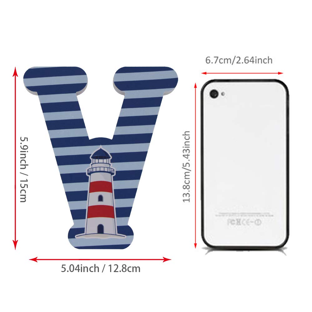 5.9'' High Diy English Letters Cartoon Marine Sailor Alphabet Decorative Wood Letters For Children Baby Name Girls Bedroom Weddi